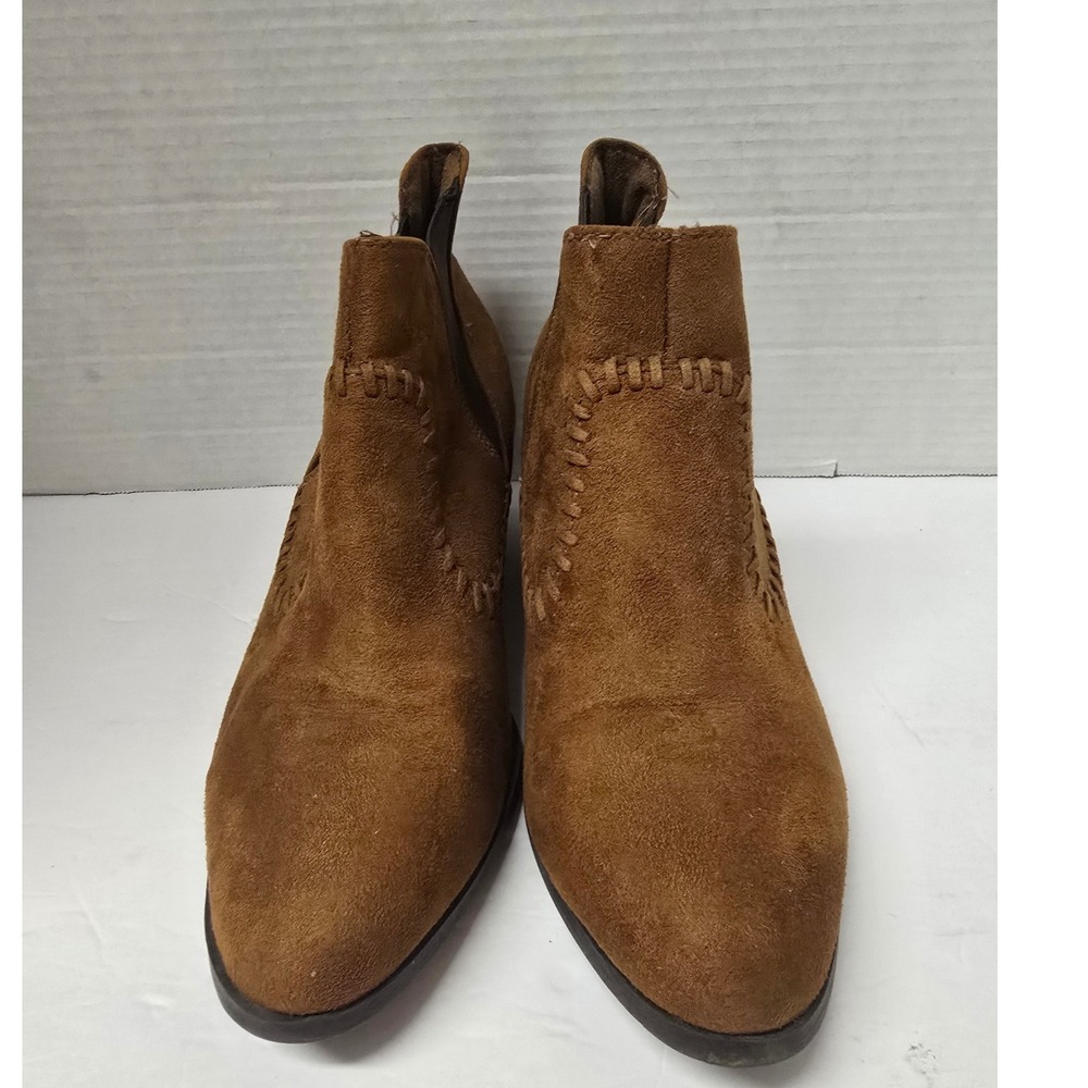 Atmosphere Womens Brown Faux Suede Whipstitch Ankle Boots Block Heel Size 9